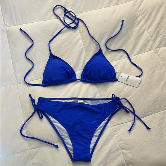 Zonsaoja Women's String Triangle Bikini Set Blue Royal Blue Two Piece Large - Picture 7 of 10